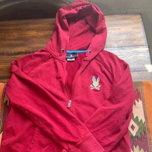 Psycho Bunny Red Full zip Hoodie men’s Small